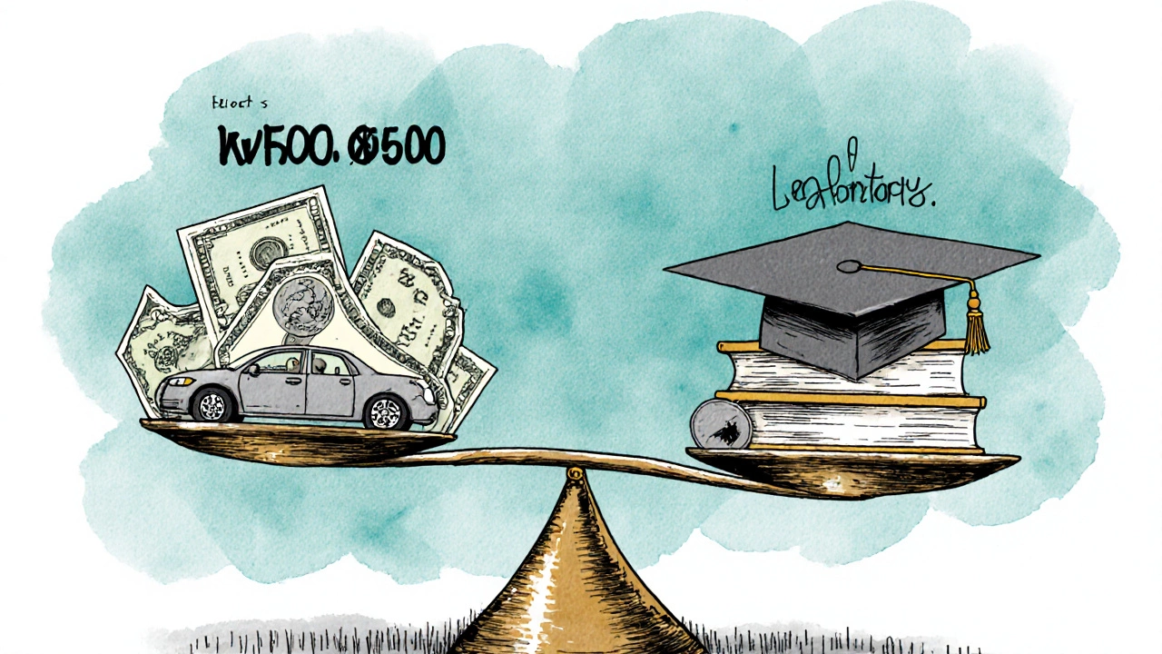 A balanced scale showing income and family factors that determine financial aid eligibility.