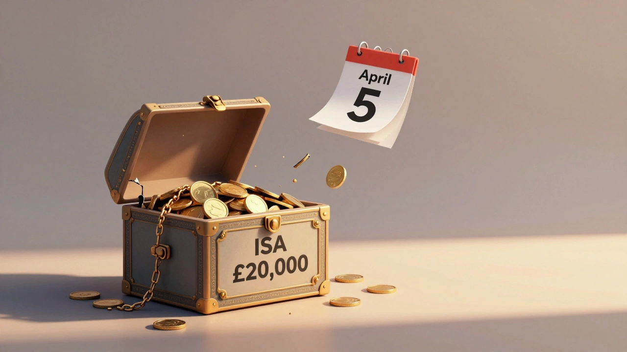 A tax-free ISA box half-filled with money, vast empty space behind it symbolizing lost growth opportunity.