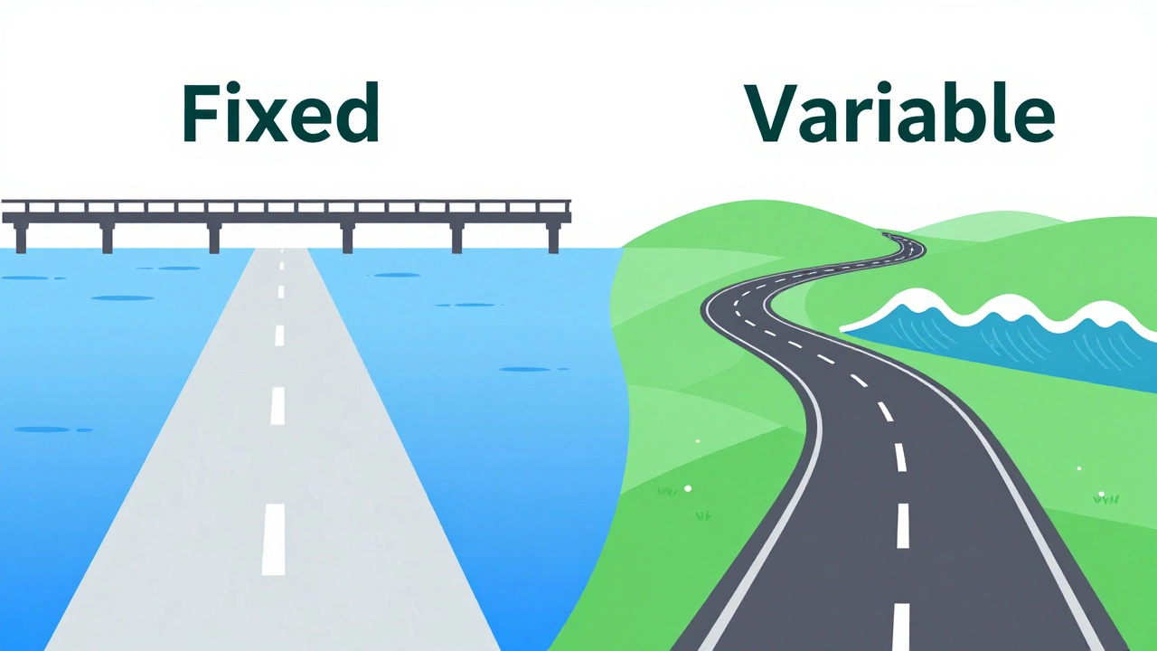 Illustration comparing fixed and variable loan paths