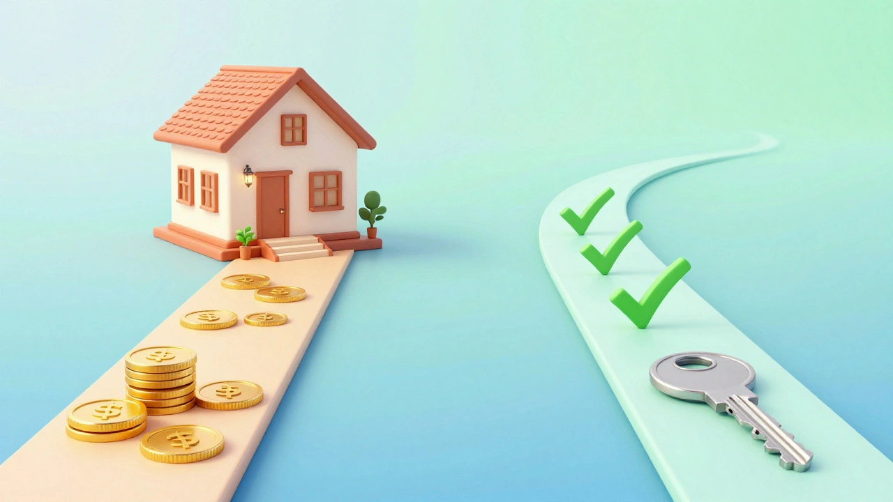 Abstract 3D art showing two financial paths: cash-out vs rate-and-term