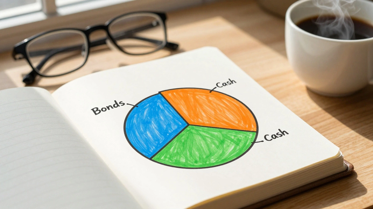 Close-up of a retirement budget planner with a pie chart