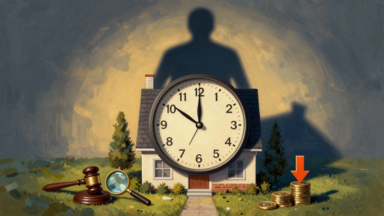 Conceptual art of a clock and shadow looming over a house representing rate risks
