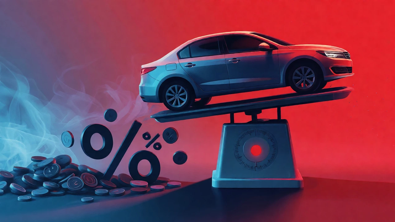 Conceptual art showing the heavy cost of high-interest car loans