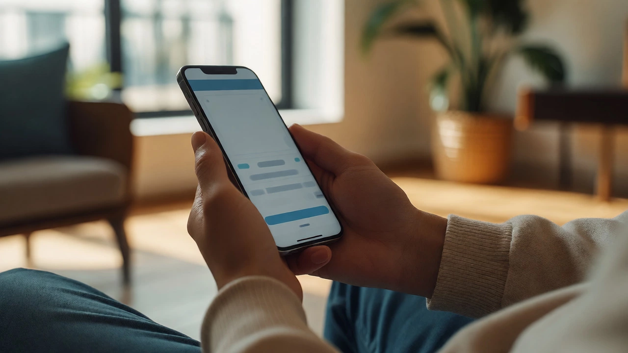 Person holding phone applying for a personal loan